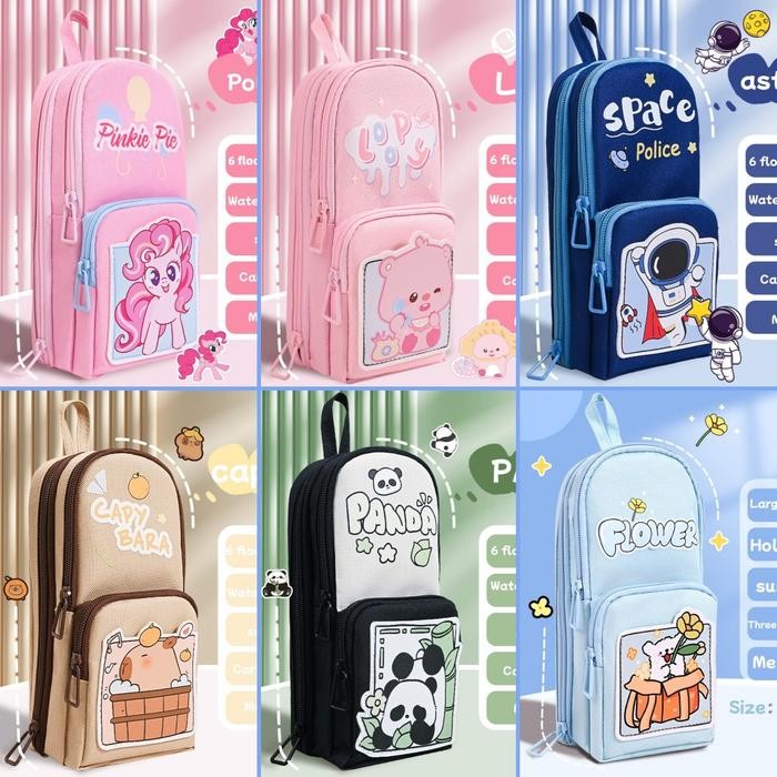 

[Dengan Stiker Gratis]Pencil Case Hiasan Glitter Karakter 3D Model Tas Lucu Korea Kapasitas Besar