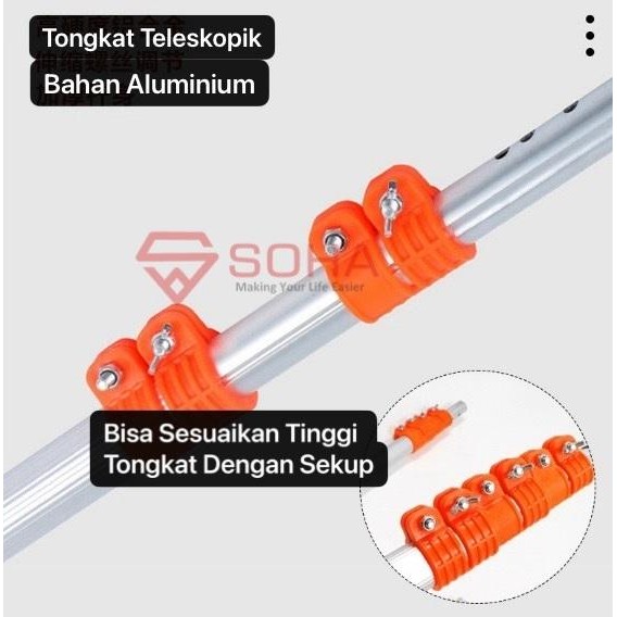 Galah Tongkat Telescopic Potong Ranting Pohon Pasang Gergaji / Gunting Alat Pemetik Pemotong