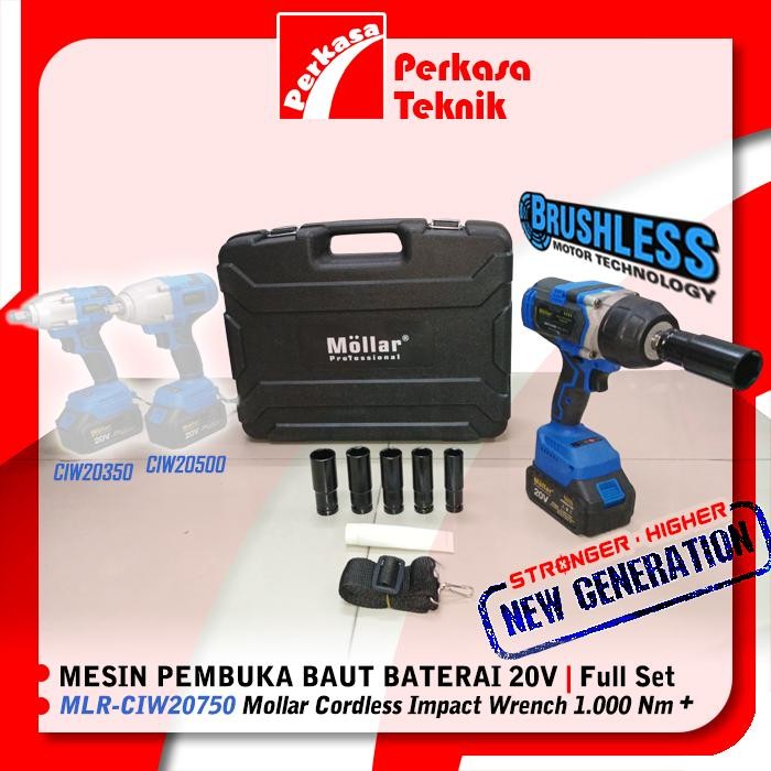 MOLLAR CIW20750 IMPACT WRENCH CORDLESS 750NM ALAT BUKA BAUT BATERAI
