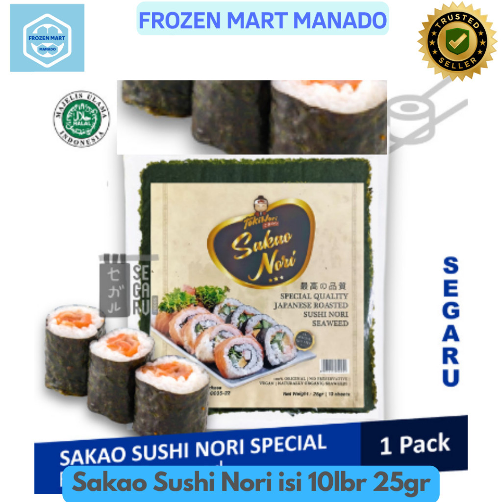 

Sakao Sushi Nori isi 10lbr 25gr - Frozen Food Tomohon