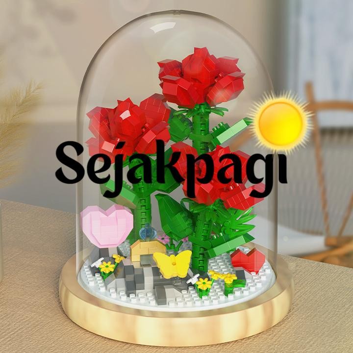 Sejakpagi YKO Mainan Balok Susun Bunga Mawar Flower Dome LEGO 684 Bricks - P1170