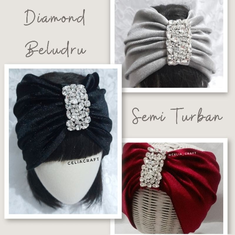 Bandana / Semi Turban Diamond (Part 1 Beludru) Dewasa & Anak