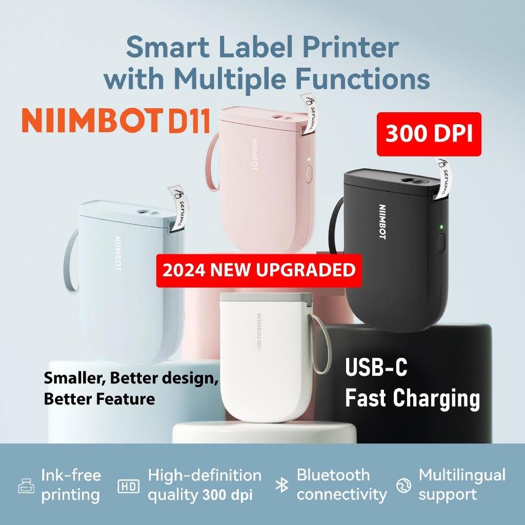 

[NEW 2024 USB-C] Free Label Niimbot D11 Mini Portable Wireless Bluetooth Label Thermal Printer