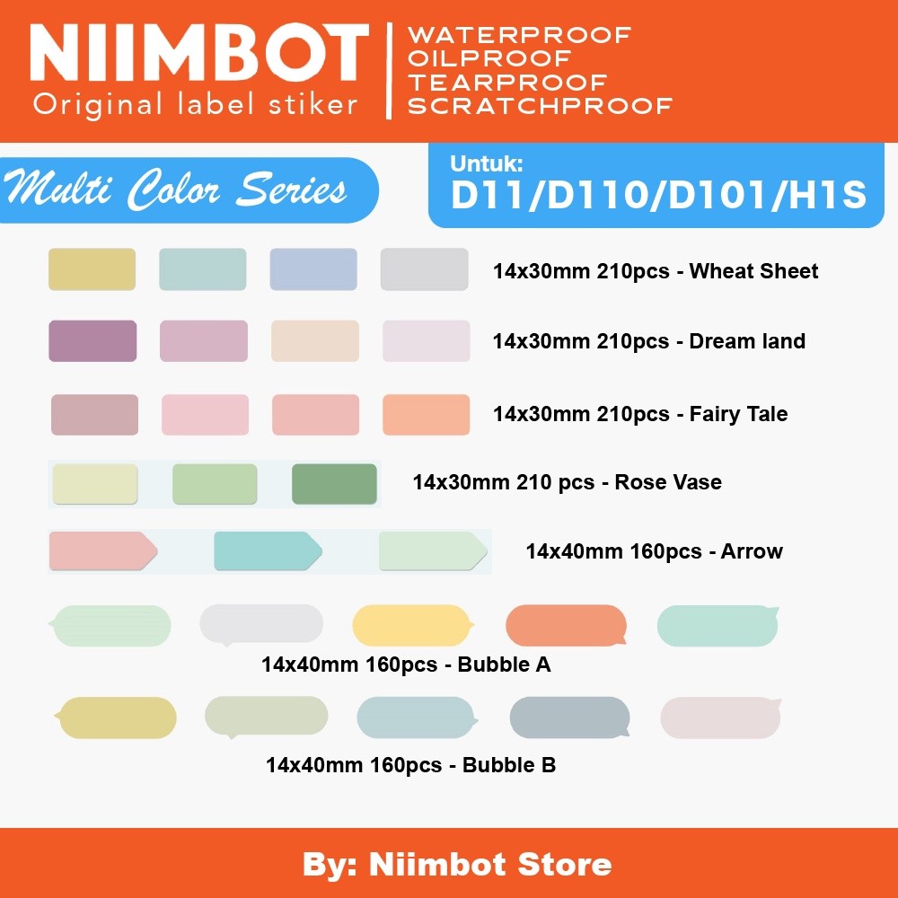 

Colored Thermal Label Printer Sticker Niimbot D11 D110 D101 H1S Refill Label Niimbot