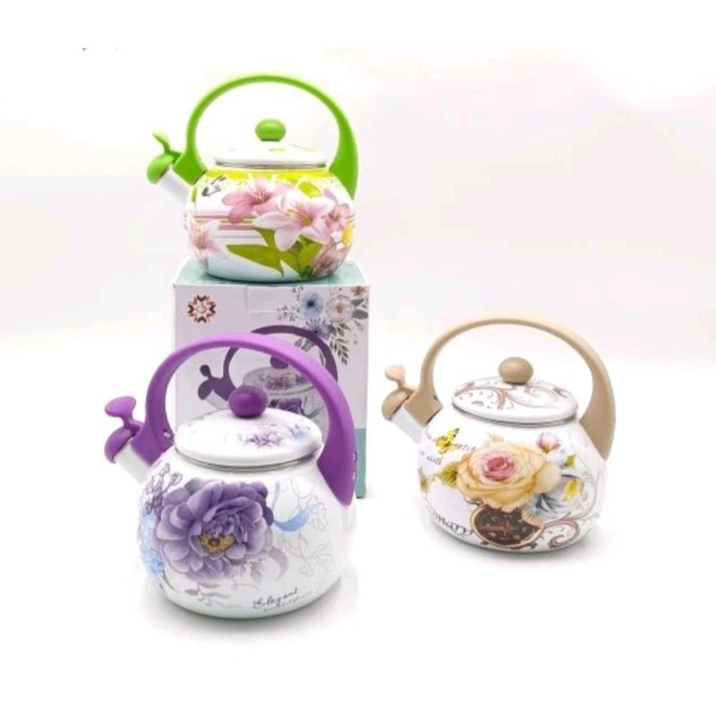 Teko enamel Kembang Ceret Bunyi enamel / kettle enamel kembang ketel bunyi / Teko