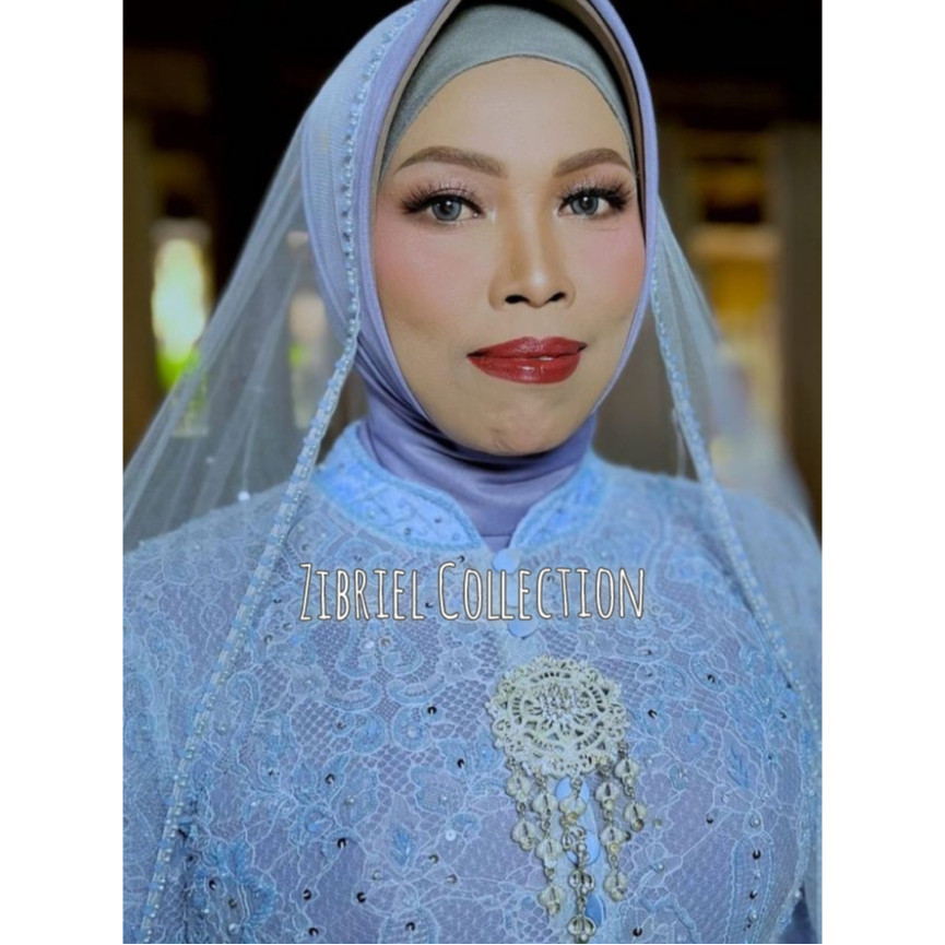 Slayer Pengantin Kerudung Pengantin Hijab Pengantin Motif Payet Lurus