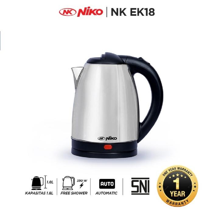 Niko Teko Listrik NK EK18 Electric Kettle Niko Stainless Steel 1.8 Liter NKEK18