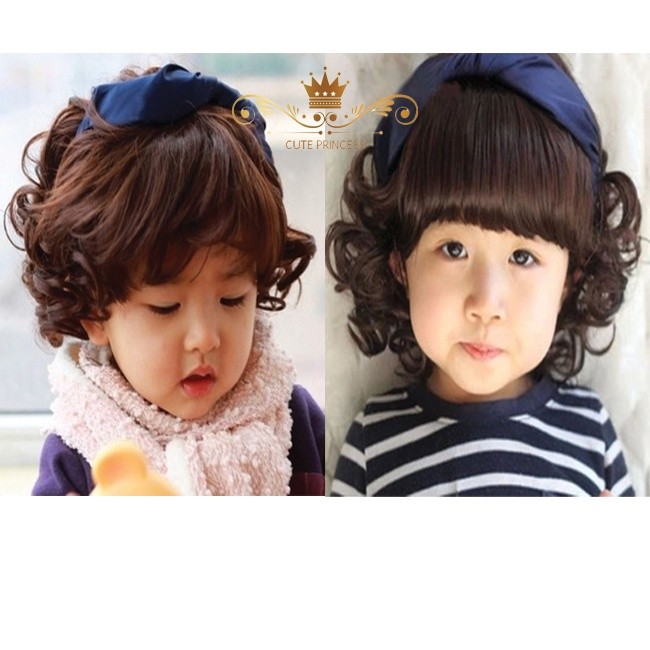 Rambut Palsu / Wig Anak Perempuan Model Bob Bergelombang - Warna Hitam & Coklat Tua - Usia 6 Bulan