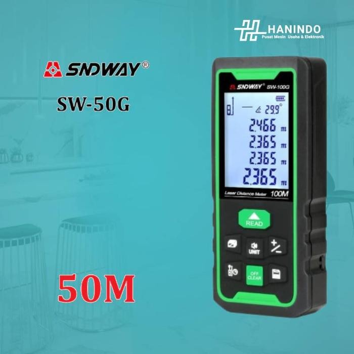 SNDWAY Meteran Laser Digital Green Laser 50 Meter SW-50G Laser Hijau