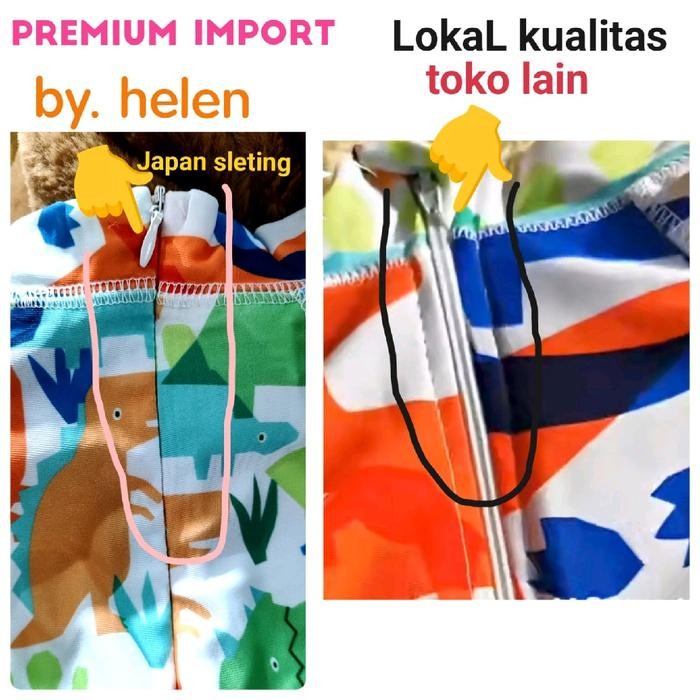 Baju Renang Bayi Laki Laki 3Bulan-4Tahun 1Set Topi Import Jumper Renang Anak