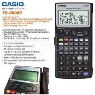

Casio Calculator Fx-5800P Programmable Scientific Kalkulator Ilmiah