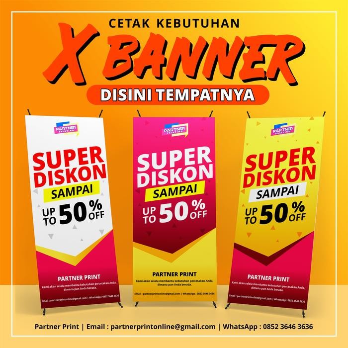 

Print Cetak X Banner Flexy 340 Gram / Flexy Korea / Albatros Terlaris