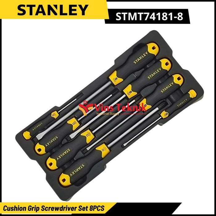 Terlaris Cushion Grip Screwdriver Obeng Plus Minus Set 8Pcs Stanley Stmt74181-8 Ongkir Termurah