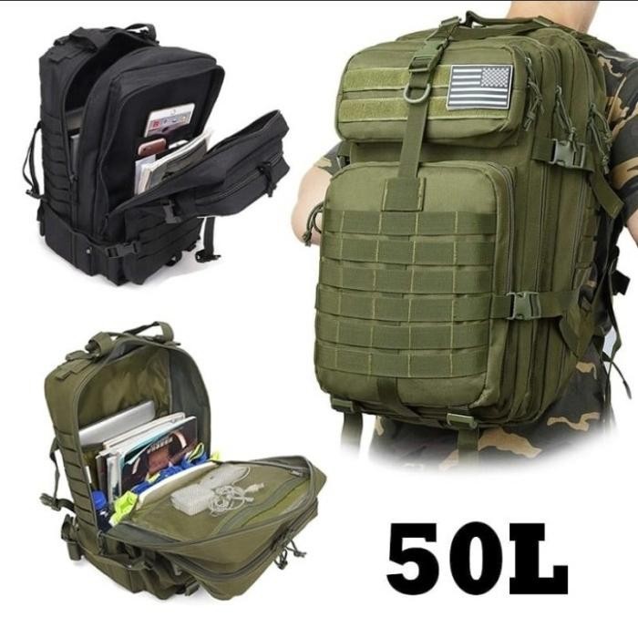 BEST SELLER TAS PUNGGUNG TNI POLRI TAS RANSEL TACTICAL TAS BAGPACK ARMY 50 L