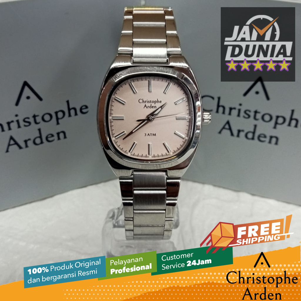 JAM TANGAN CHRISTOPHE ARDEN WANITA ORIGINAL SILVER STAINLESS STEEL STRAP CAF1005 CA F1005 JAM ANALOG