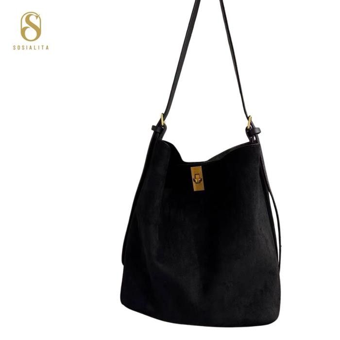 New  Sosialita Sude Bucket Suede Bag Tas Wanita Tas Selempang Wanita Sling Bag Tas Kerja Tas