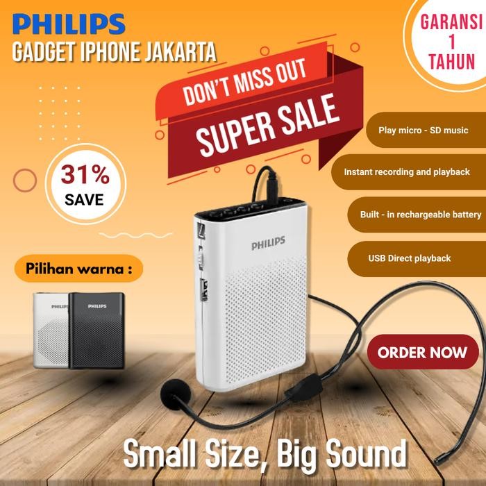 Philips SBM200 Speaker Pinggang Mic Headset Waistband Original