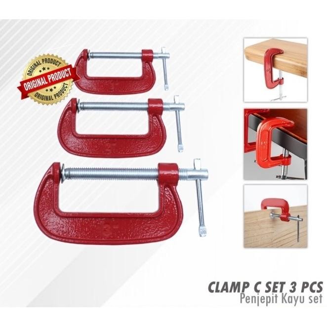 Klem Penjepit Kayu Besi Model C Clamp Catok Besi Woodworking Carpentry