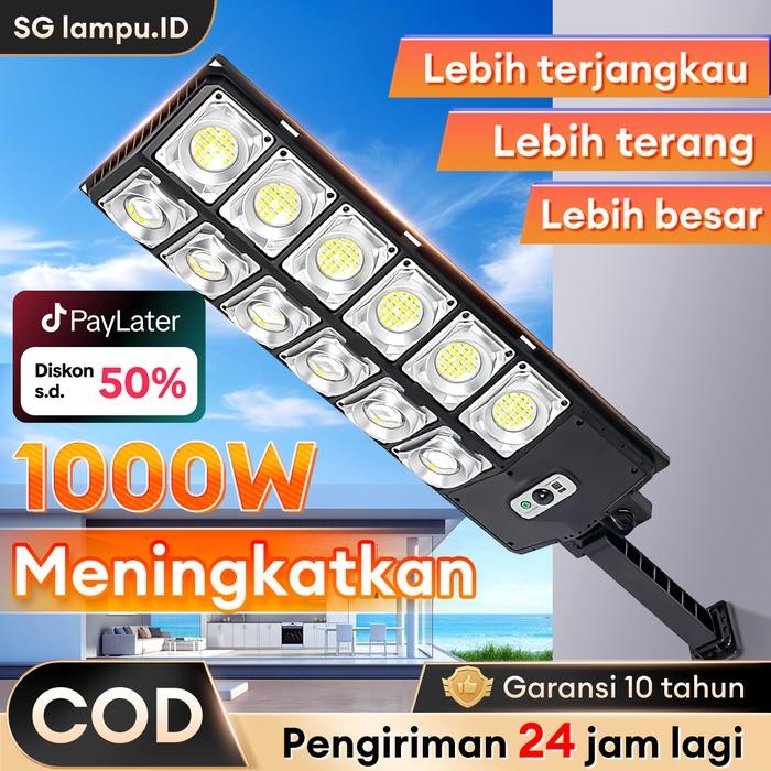 Garansi 10 tahun1200W lampu jalan tenaga matahari otomatis Lampu sensor LED Luar Ruangan Tenaga