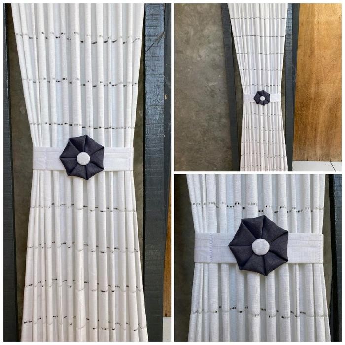 PREMIUM Gorden spiral kupu-kupu bahan vitrase tebal putih garis Dekorasi Jendela curtain