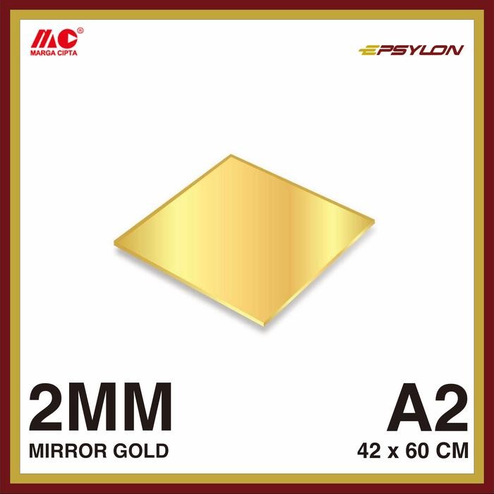 PREMIUM Acrylic Akrilik Lembaran 2mm Mirror Gold Emas uk. A2