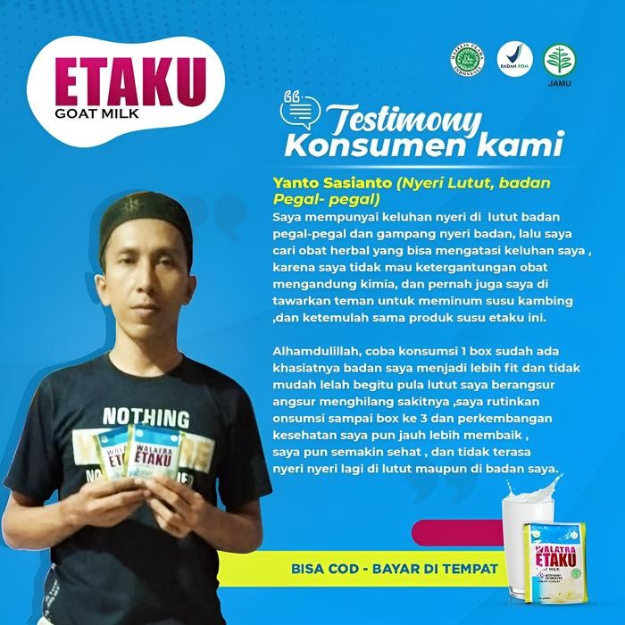 

BARANG TERLARIS Etaku Susu Bubuk Kambing Etawa Asli untuk TBC Paru, Radang Paru Paru Basah