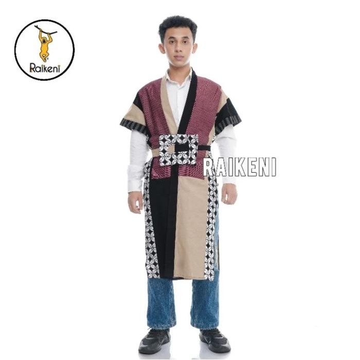 New Raikeni Kimono Okashi Panjang Kimono Batik Tenun Unik Outer Batik Tenun Vest Etnik Tenun Batik