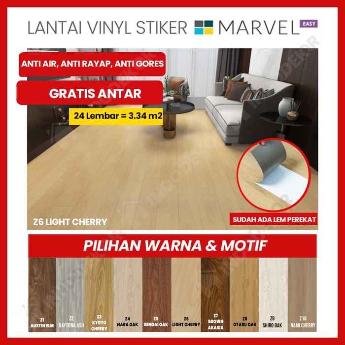 Lantai Kayu Vinyl Marvel 2Mm Stiker - Khusus Bandung - Karpet Vinil