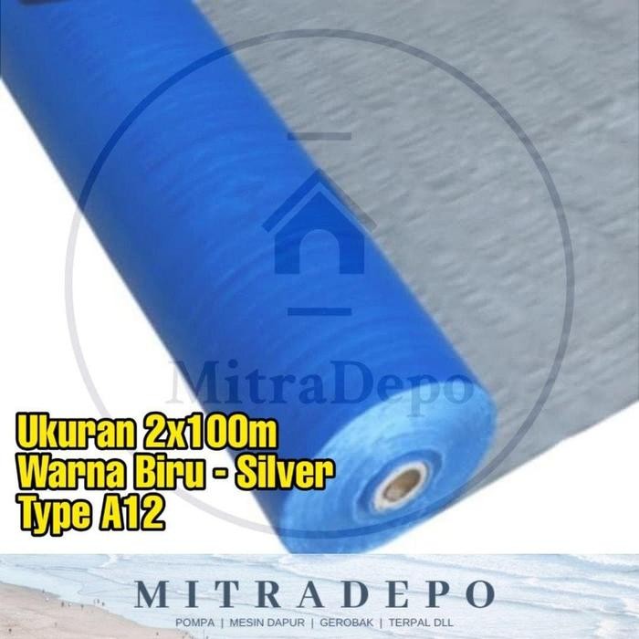 A12 Uk. 2X100m BIRU SILVER TERPAL ROLL /ROLLAN/PLAIK/KOLAM/TENDA