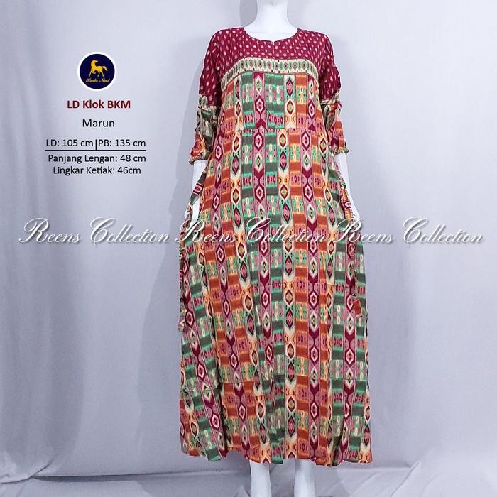Batik Kuda Mas Longdress KLOK Lengan Panjang Daster Panjang Semata Kaki Resleting Depan Busui