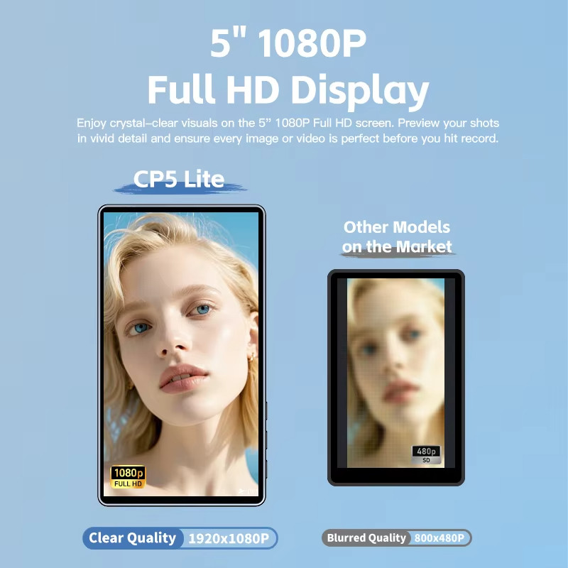 Shimbol Cp5 Lite 5'' Rear Camera Selfie Monitor 1080P Fhd Vlog Selfie Phone Monitor Screen For Live