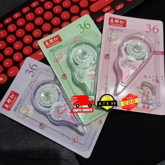 

1609hong isi 12 pcs -tipe ex kertas 12m/correction tape/penghapus pulpen/tipex kering/tipe x