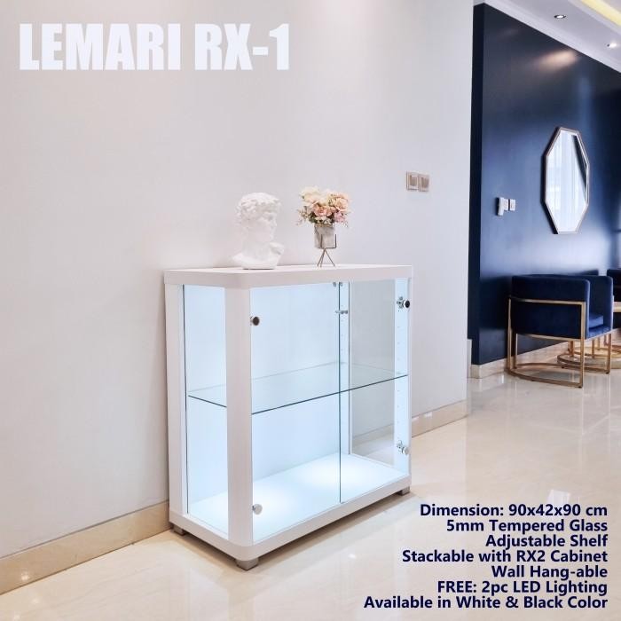 LEMARI RAK KACA PENDEK TAS SEPATU KOLEKSI SNEAKERS MINIMALIS KABINET