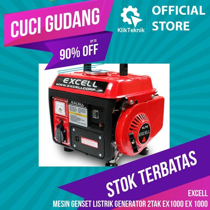 TERLARIS Generator Excell EX1000 full tembaga 2 tak 1000 watt Genset Listrik SALE