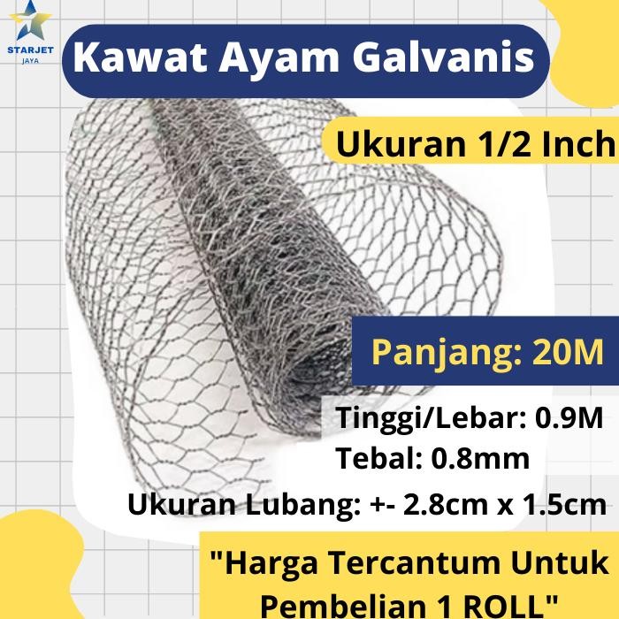 PREMIUM Kawat Kandang Ayam Anti Karat Galvanis Hexagonal Panjang 20M Per Roll