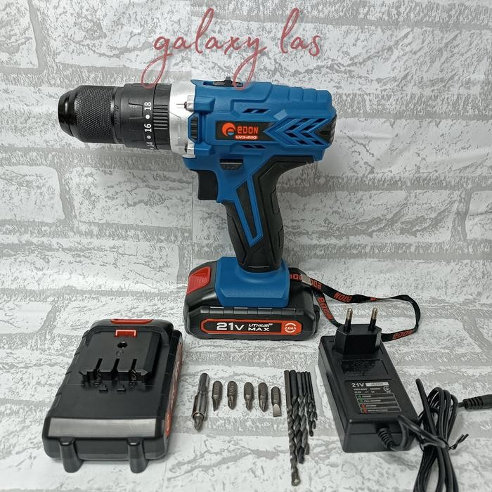 Edon Lv3 2110 21 Volt Impact Cordless Drill Mesin Bor Baterai 13Mm