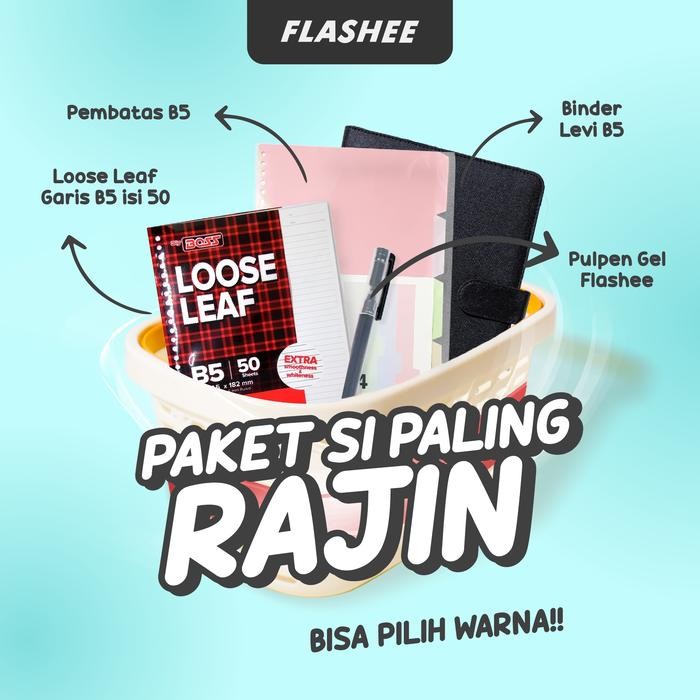 

[Deli Atk] Flashee Binder Set Paket Sekolah 4In1 Paket Binder B5 Ring 26 Kampus Kuliah Sudah