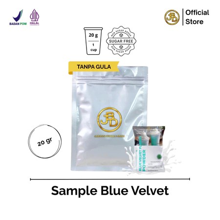 

Sample Bubuk Minuman Premium Rasa Rasa BLUE VELVET Halal 20gr Siap Seduh | JBD