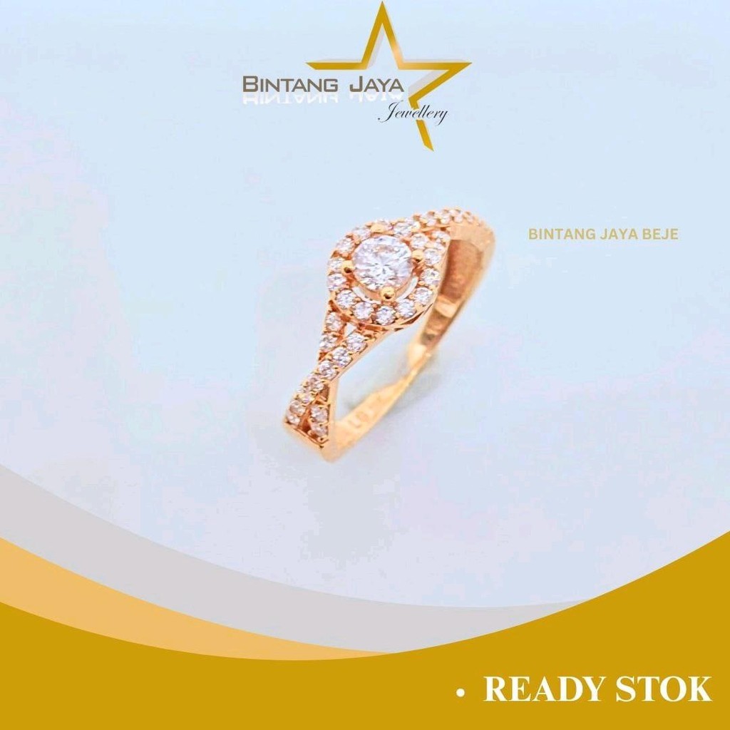 Cincin Emas Asli Bulat Samping Silang M Putih - Kadar (16K) - 2,65 Gram Ukuran No 16 - Desain Unik &