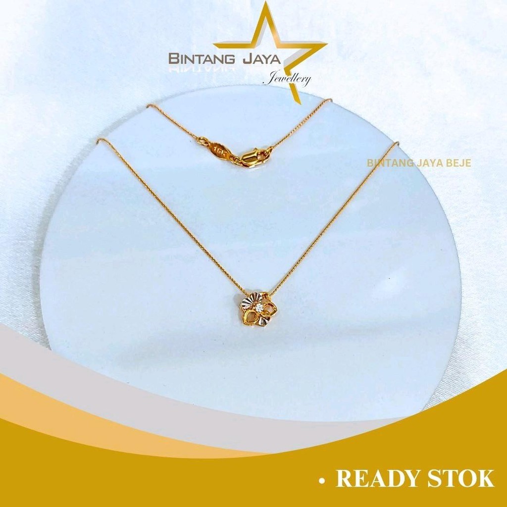 Kalung Emas Asli Italy Santa Timbang Air Bunga Satu M Putih Crum Putih Per 42,7cm - Kadar (16K) - 2,