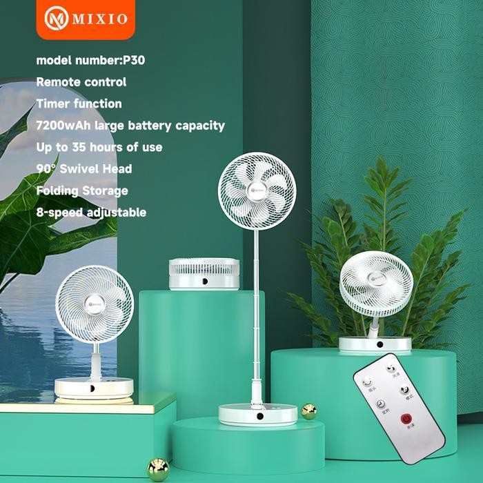 MIXIO P30 KIPAS ANGIN LIPAT / PORTABLE FOLDING FAN WITH REMOTE CONTROL
