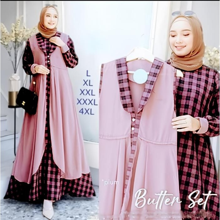 Gamis Jumbo Iner+Outer Katun/Ceruty Up To Ld 140 - Gamis Wanita Dewasa Syari Maxi Best Seller