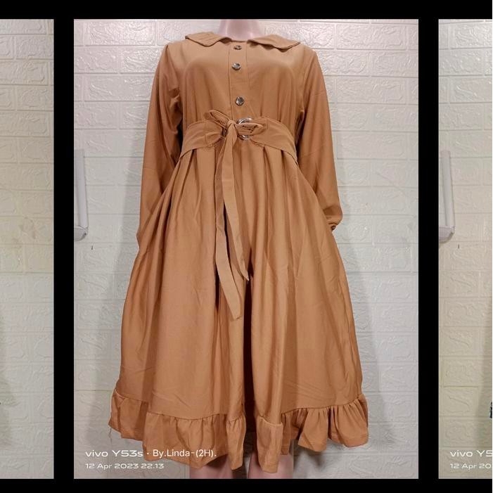 tunik korean style free belt Bunga