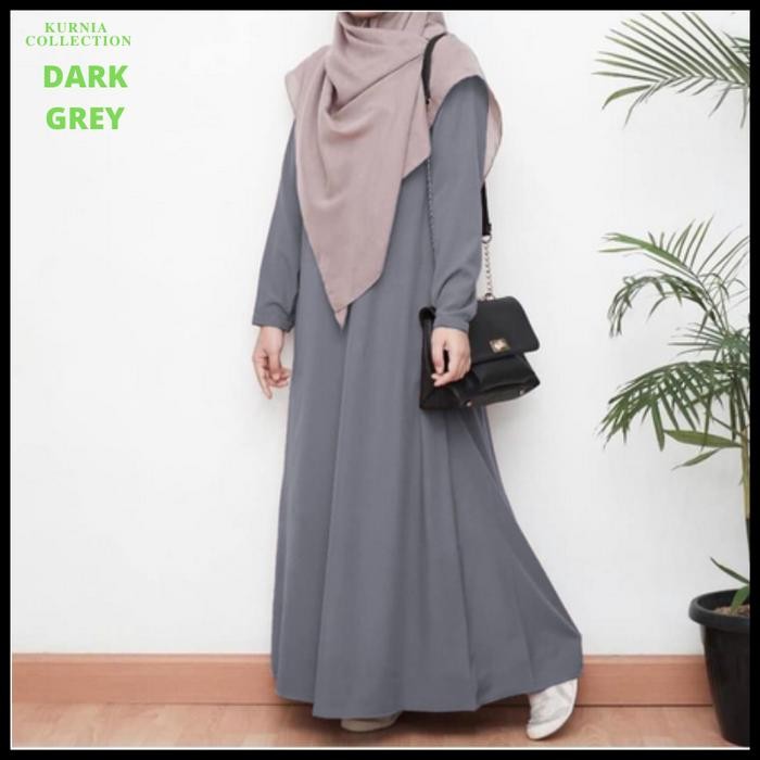 Baju Wanita Muslim Gamis Abaya Dress Hitam Polos Simpel Jumbo Big Size Polos Hitam Navy Putih Tangan