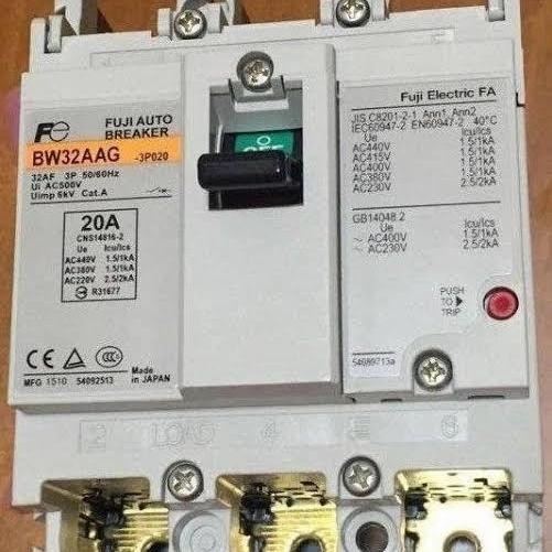 BREAKER NFB MCCB BW32AAG 3P 20A FUJI ELECTRIC ORIGINAL BW32 AAG