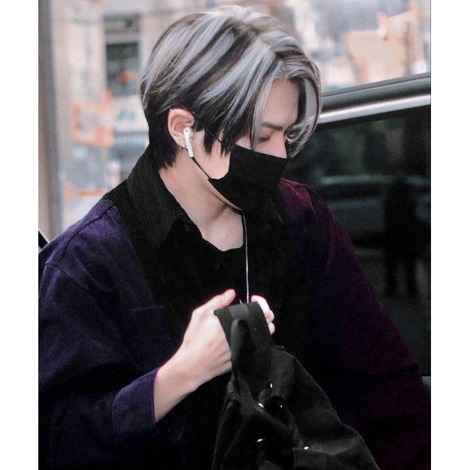PREMIUM Wig Pria Rambut Pendek Model Highlight Grey Black