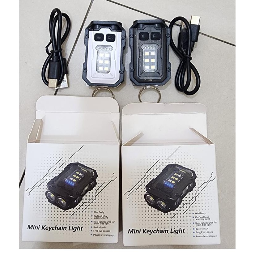PREMIUM Senter Mini Keychain ,Light Dual LED Multifungsi Magnet Klip Recharge 6 Mode - Keychain,body
