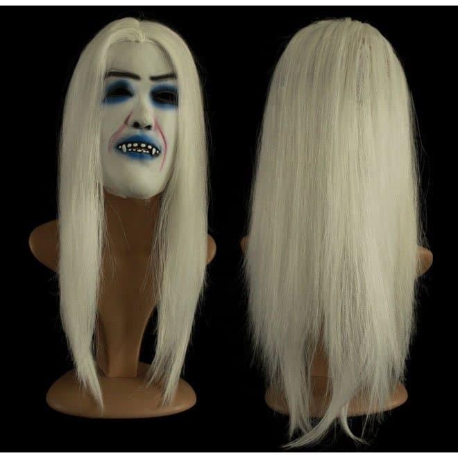 PREMIUM topeng set wig putih halloween cosplay hantu