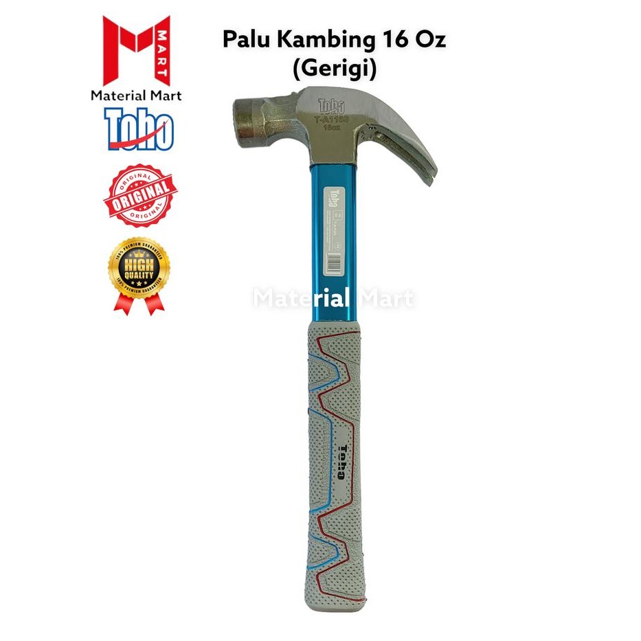 PREMIUM Palu Kambing Toho 16oz Palu Kambing Gerigi Gagang Karet 16 oz Magnet