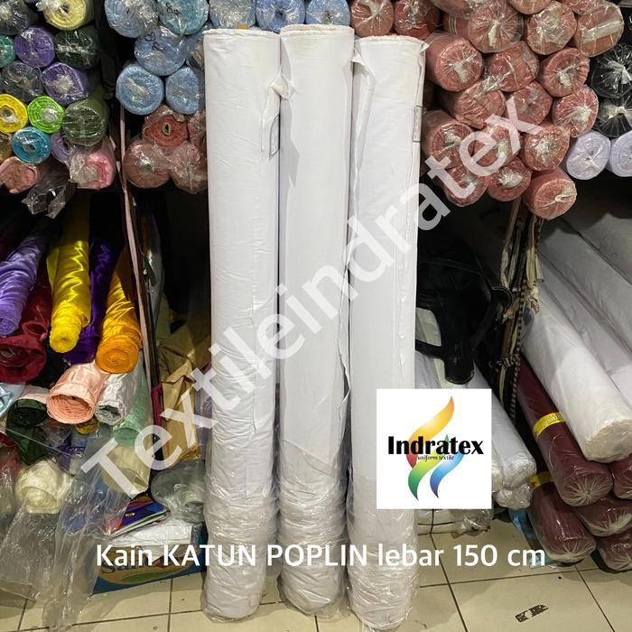 Terlaris ( Per 1 Roll ) Kain Katun Jepang Poplin Full Cotton Putih Gulung Lebar 150 Cm Isi 90 Meter